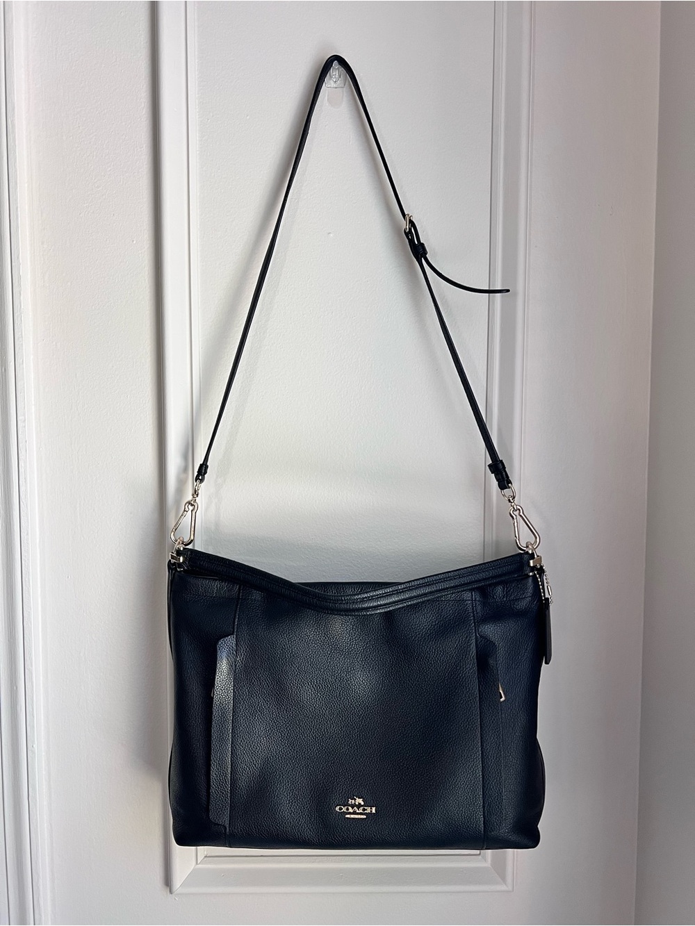 Coach Outlet Black Leather Shoulder Bag with Adjustable Strap